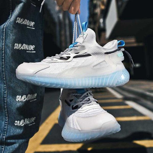 

men's shoes in summer breathable thin flying woven leisure sports trend mesh face increased dad ins popcorn tide