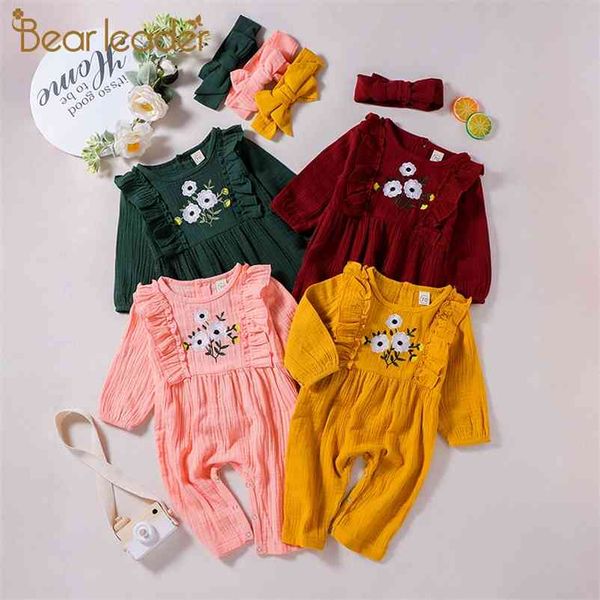 

spring ruffle cute embroidery romper baby girl clothes boy onesie born 210429, Blue