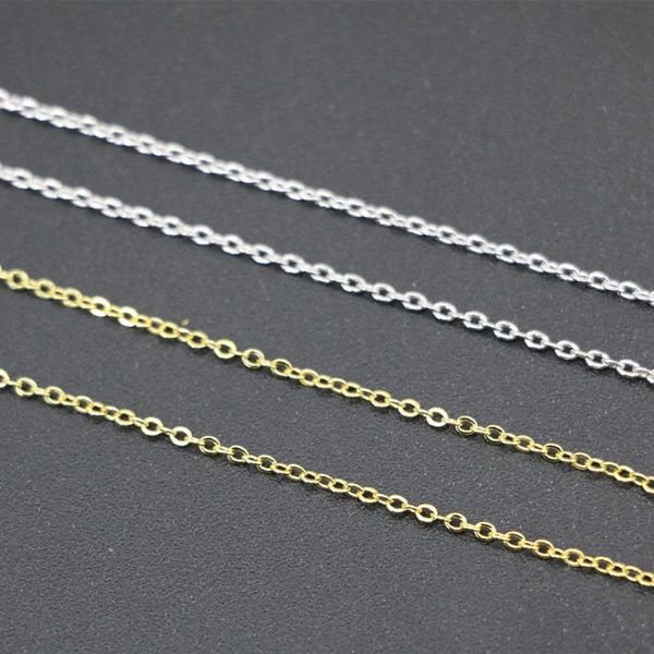 

chains trendy 0.2x1.5mm copper stainless steel necklace chain for women party gifts elegant chokers lady jewelry 18inch b3371, Silver
