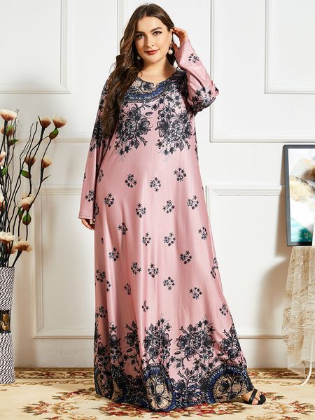 

2021 long sleeve muslim dress women dubai abaya turkey maxi dresses plus size islam clothing abayas kaftan robe femme vestidos, Red