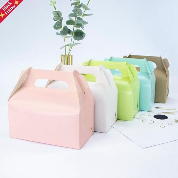 

10pcs /kraft gift box cake west point white dessert brown pink green packaging paper cup wedding party portable carton wrap