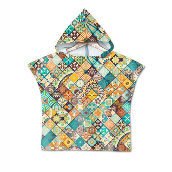 

towel novelty gift boho bohemian mandala flower geometric diamonds baby kids hooded pool bath beach poncho cape