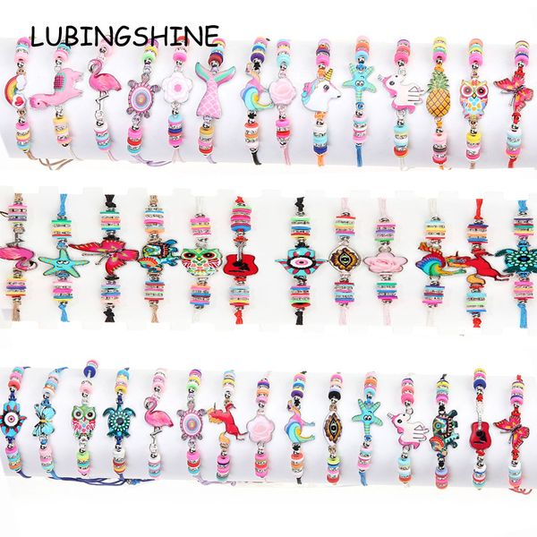 

boho 42pcs/lot women soft clay bead enamel turtle animal charms yoga bracelets set braided adjustable rope chain jewelry mixed s, Black