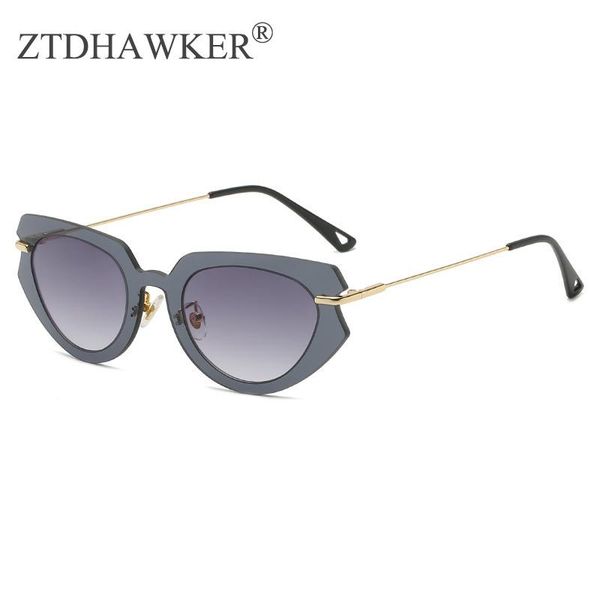 

sunglasses 2021 fashion personality metal cat's eye trend street po versatile gradient glasses uv400, White;black