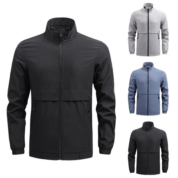 

men's jackets mens autumn winter casual coats solid sportswear stand collar slim male bomber with pockets 4xl, Black;brown