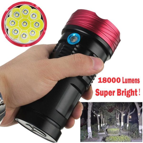

flashlights torches tinhofire 15000 lumens king 9t6 led flashlamp 9 x cree xm-l t6 torch for camping hiking hunting work lamp#