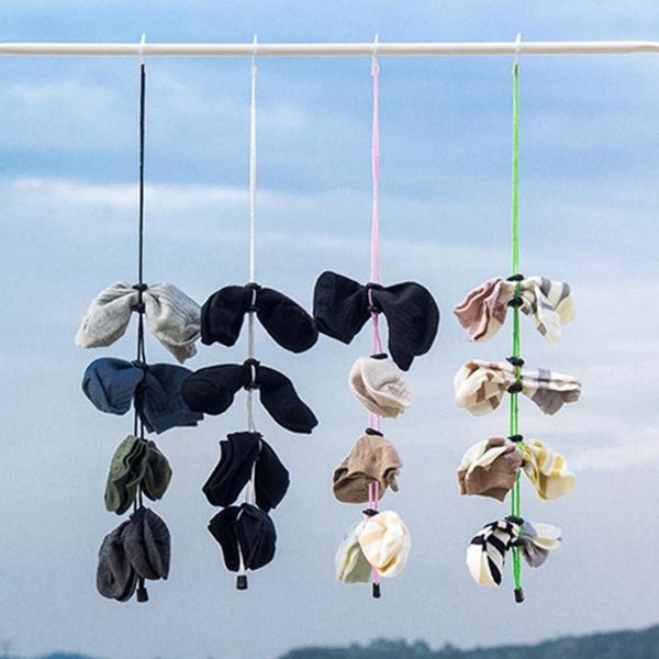 

storage boxes & bins non-slip socks textile hanging rope flexible 68cm drying organizer adjustable clothesline hook home accessories