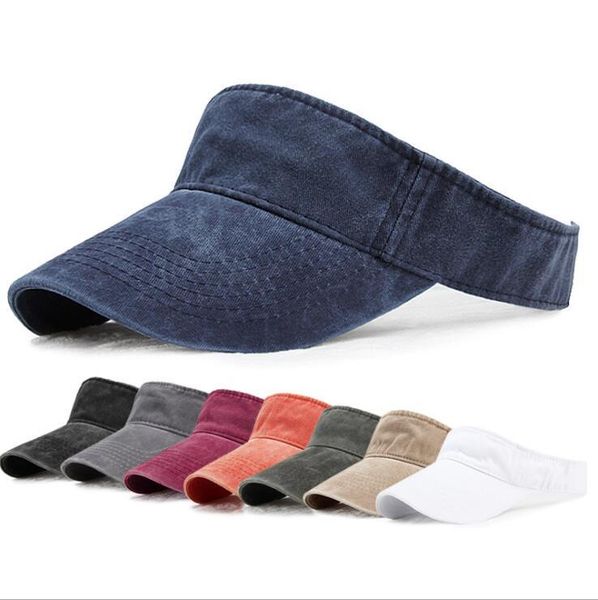 

wide brim hats summer empty caps men and women washed denim sun solid color running wild hat, Blue;gray