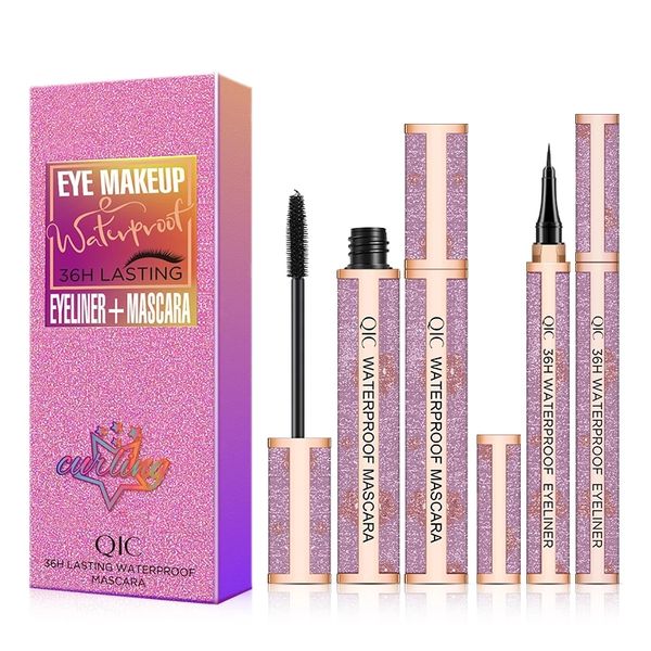 Trucco QIC Starry Sky Suit Eyeliner + Mascara 2in1 Set Volume Ciglia spesse Long Lasting 36H Waterproof Eyeliner Pencil kit Nero