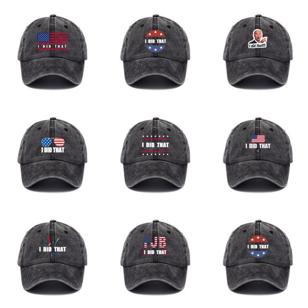 

i did that printed washed baseball cap cotton letters printed ball hat sports casual kids outdoor american presidential election sun caps vi, Yellow