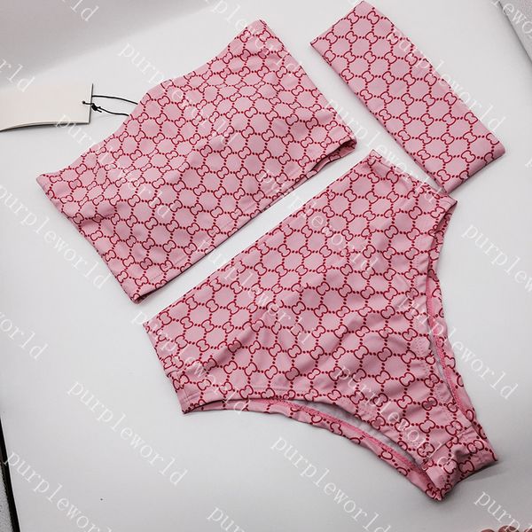 

bikinis set women's swimwear brand letters women bikini 3-pieces elastic charm swimsuit 2 colors beach style beachwear