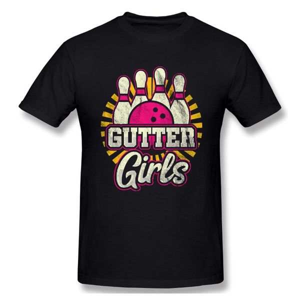 

men's t-shirts gutter girls bowling team bowler t shirt man woman, White;black
