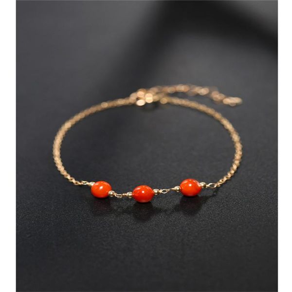 

other bracelets daimi liangshan south red agate bracelet female genuine yellow 14k gold injection, Golden;silver