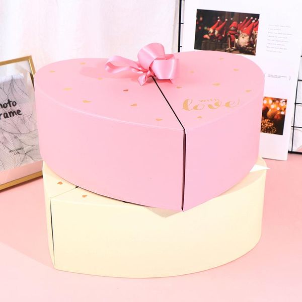 

1pc 32.3x29x11cm heart shape half-opening paper gift box fresh flower packing wrap