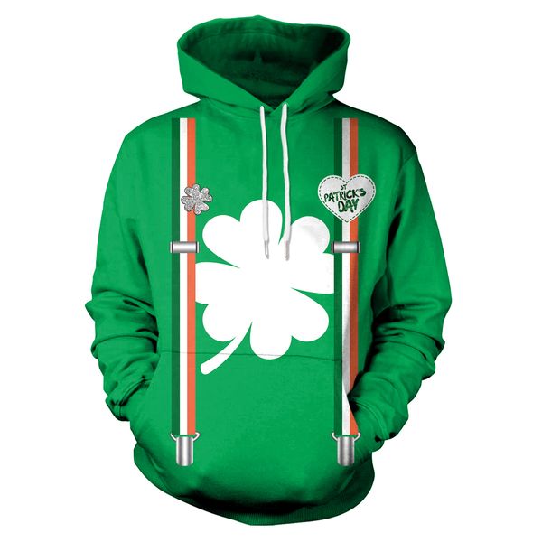 

spring / autumn clover print hoodie long sleeve couples dress fashion trend, Black