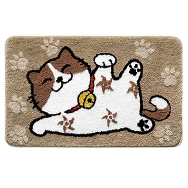 

cartoon cat flocking bath mat household bedroom floor absorbent foot non-slip mats