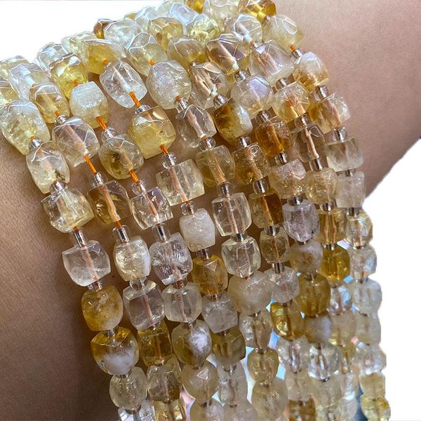 

other fine 100% natural yellow citrine faceted square gemstone beads for jewelry making diy bracelet necklace 8-9mm 15''