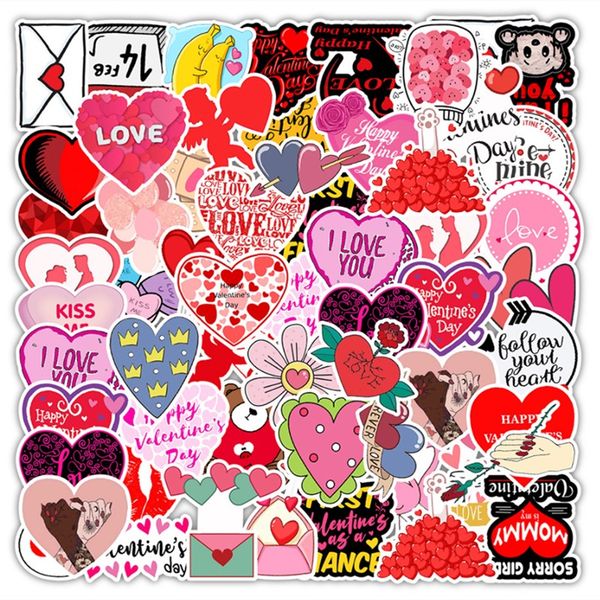 

50pcs valentine's day stickers non-random for car bike luggage sticker lapskateboard motor water bottle snowboard wall decals kids gift