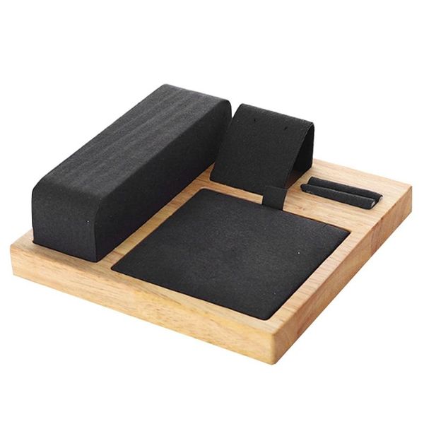 

bamboo wood jewelry display tray set storage counter boxes & bins