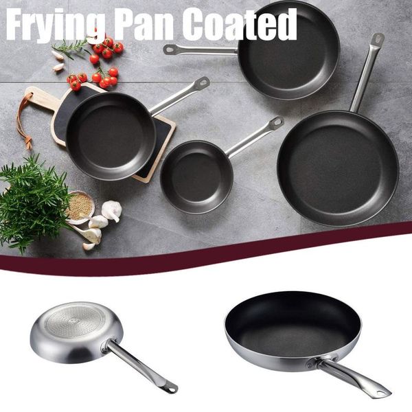 

pans frying pan coated household stainless steel no coating nonstick fried steak
