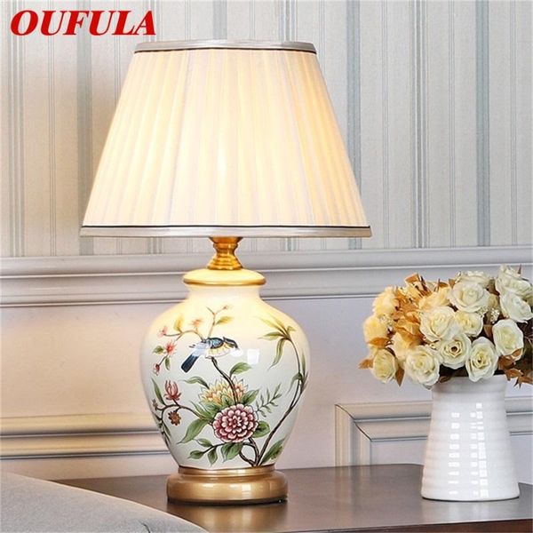 

table lamps oufula ceramic copper modern luxury pattern desk light led besjdes for home bedroom