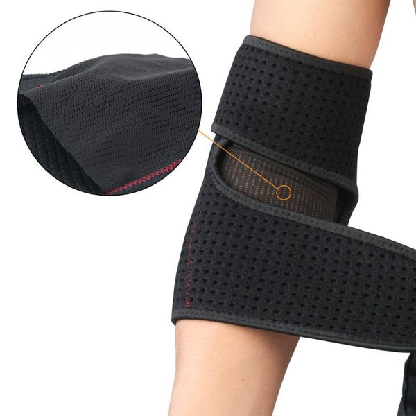 

elbow & knee pads 1 piece sports fitness adjustable brace tennis arm sleeve breathable weight lifting pad support, Black;gray