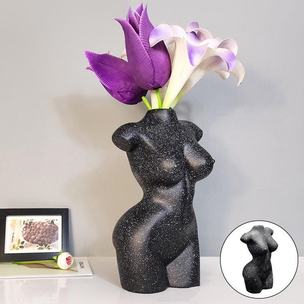 

vases 3colors modern human body shape imitation ceramic vase resin creative nordic flower pots home office garden decoration