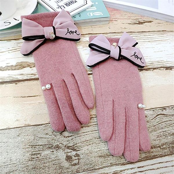 Fingerlose Handschuhe 2021 Frauen Wolle Winter Warm Touch Screen Schmetterling-knoten Verdicken Fäustlinge Für Elegante DIY Luxus Design Handschuh