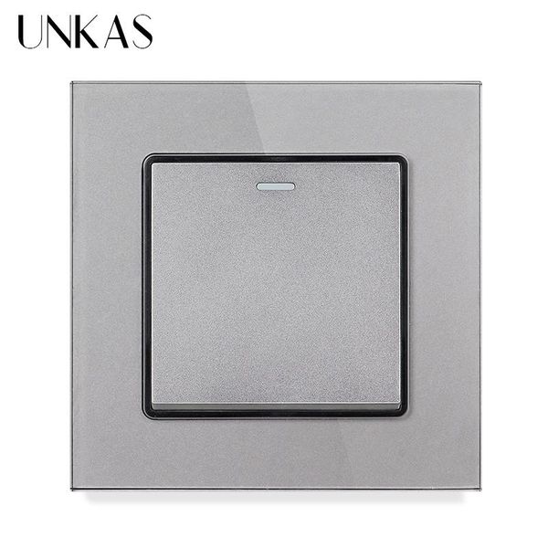 

smart home control unkas white luxury crystal tempered glass panel 1 gang way wall light button switch on / off 10a 16a ac 250v