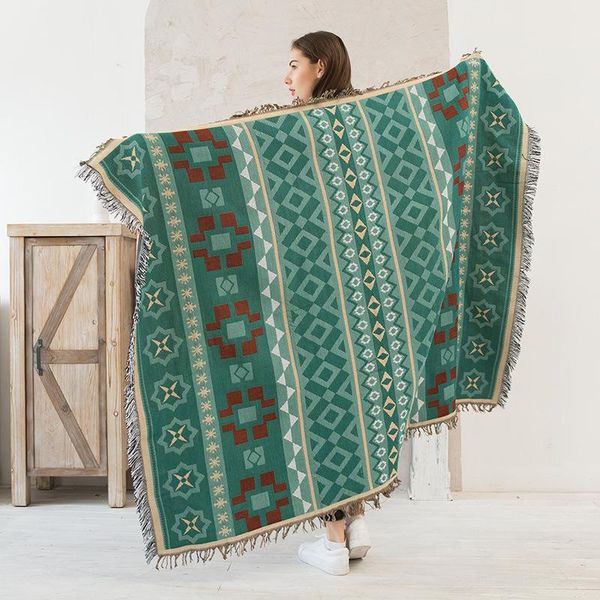 

blankets two side printing blanket for office nap women wraps weave tassels sofa cover decor homestay el home outdoor picnic mat
