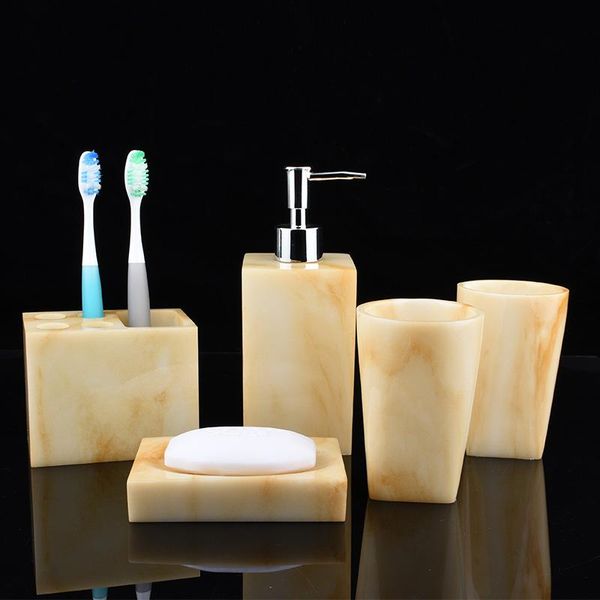 

bath accessory set marble design bathroom accessories 5pcs tumbler lotion bottle soap dispenser toothbrush holder dish wedding