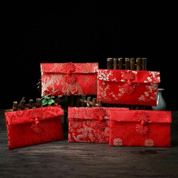 

chinese style floral cloth red envelope packet money pocket for year wedding greeting cards