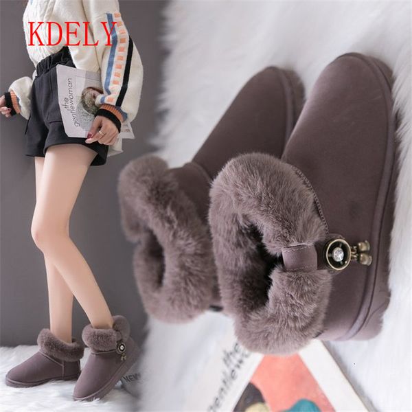 

boots round toe women's rubber shoes woman winter australia flat heel plush low heels booties -women luxury q8fq, Black