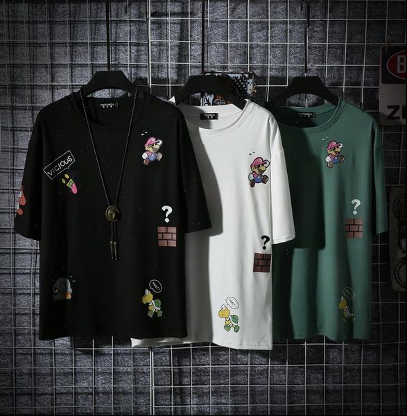 

summer hop hip harajuku womens t shirt round collar half sleeve tees fashion streetwear sports female, White