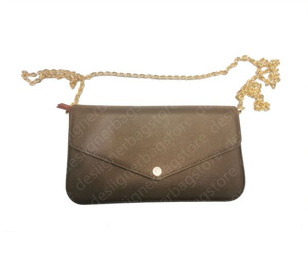 

fashion shoulder bag 3-1 chain bags messenger bag womens multicolor canvas detachable clutch with dustbag wallet coin purse hree piece