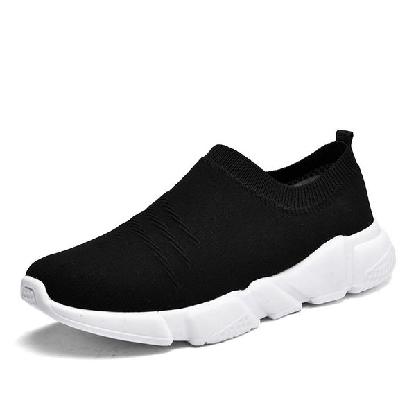 

men women casual shoes flat fashion slip on knit low sneakers non-slip breathable lightweight comfortable plus size 34-47