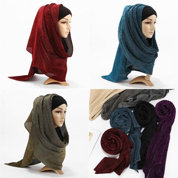 

colors women wrinkle bright wire cloth scarf headscarf hijab wrap shawl scarves, Blue;gray