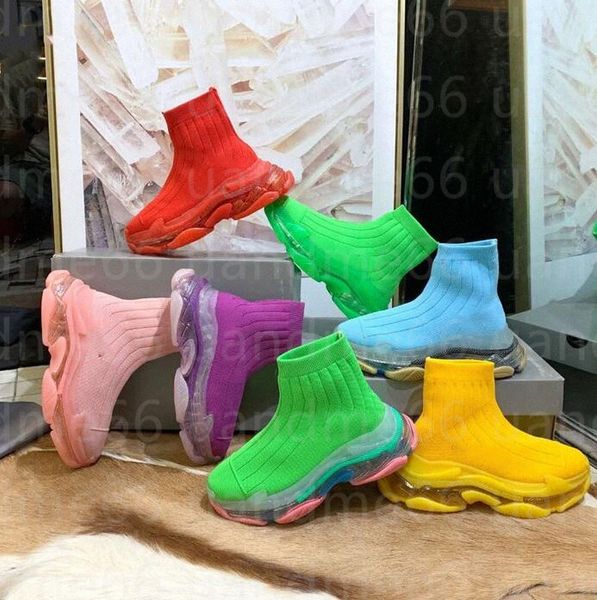 

2022 designer boots socks shoes casual paris rainbow fashion sock triple s soled women men the hacker project hight increasing old dad train, Black