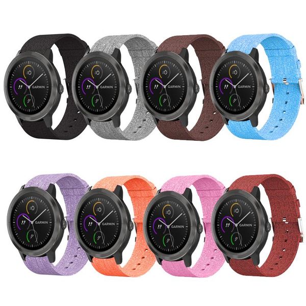 

watch bands 20mm 22mm woven fabric strap band with classic buckle for garmin vivoactive 3 music venu sq replacement, Black;brown