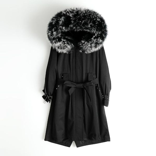 

women's fur & faux 2021 lzb white coat jacket women coats for pink winter, Black