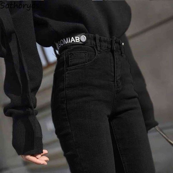 

cotton solid pencil trousers women jeans skinny slim fit high waist all match stretchy stylish casual streetwear chic, Blue