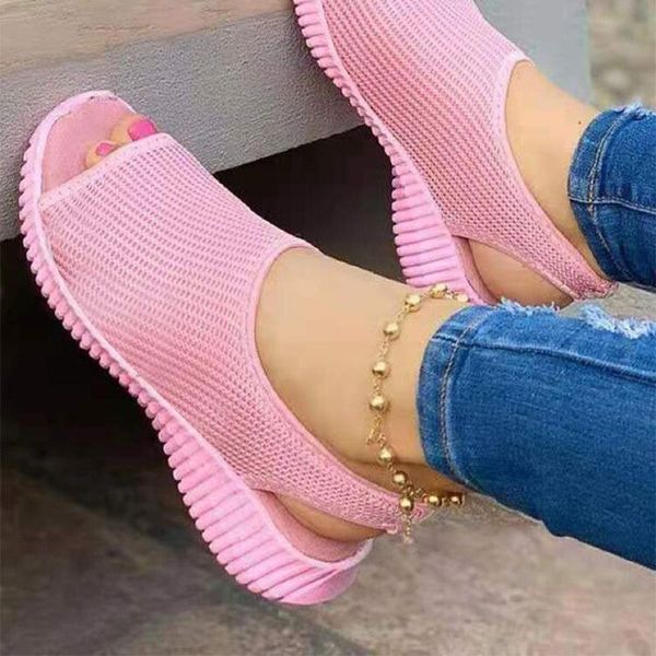 

sandals women mesh breathable female summer fashion beach peep toe shoes woman casual solid footwear plus size 35-43, Black