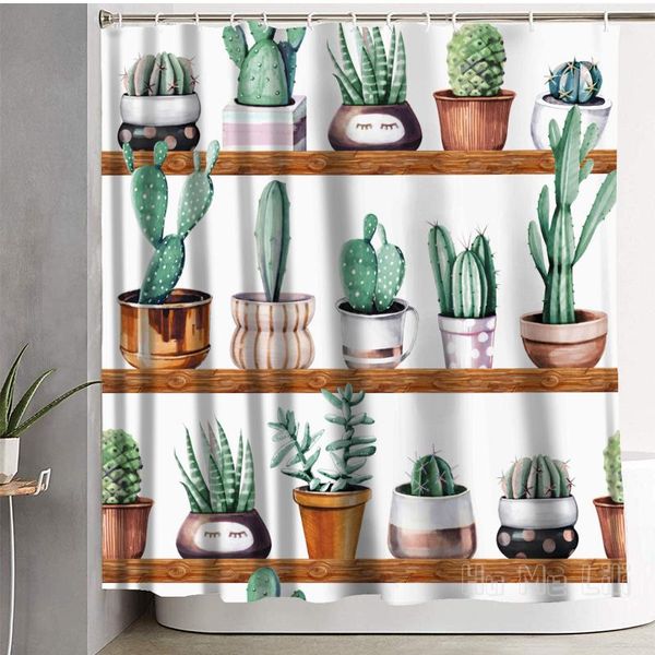 

shower curtains desert tropical plant watercolor cactus curtain bathroom decor
