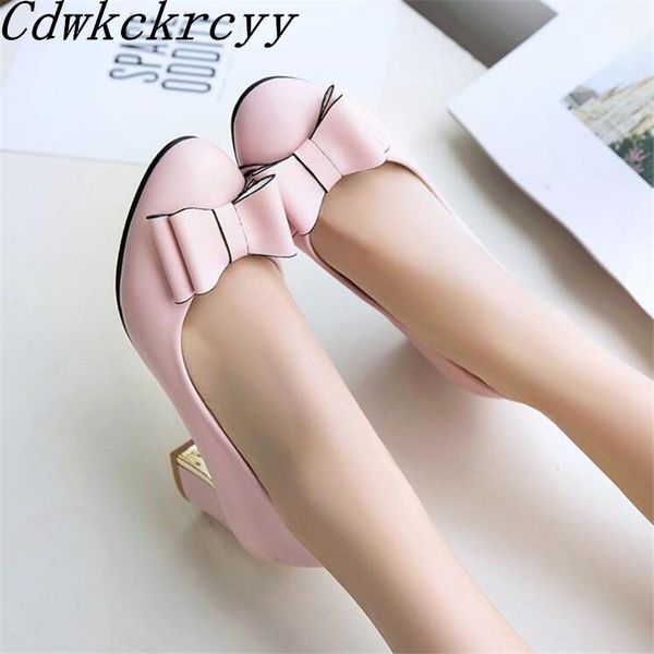 

dress shoes spring pattern fashion simplicity high-heeled women black white pink sweet bow shallow mouth size 34-43