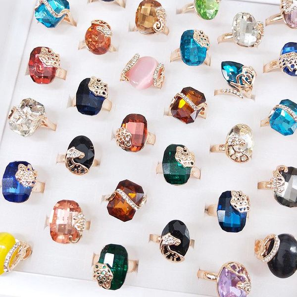 2022 Novos Anéis de Pedra Natural Colorido Para Mulheres Senhoras Gemstone Jóias Anel de Moda Mistura Estilos Valentim Day Presente