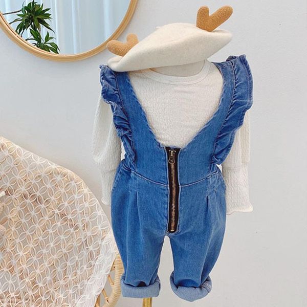 

jumpsuits girls overalls summer casual cowboy jumpsuit for toddler clothing kids sleevelss bodysuit jeans pants 1-7t, Blue