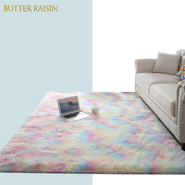 

carpets geometric patterns carpet tie dyeing plush soft for bedroom living room decor anti-slip floor mats kids rugs