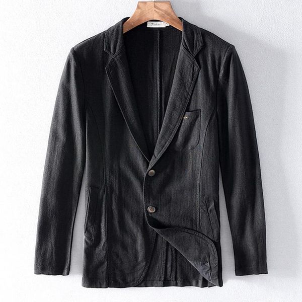 

men's suits & blazers 55% linen 45% cotton breathable anti-static cool man suit jacket quality casual male spring autumn single breaste, White;black