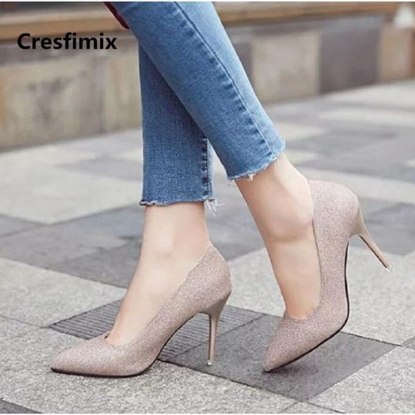 

dress shoes cresfimix women fashion 8cm heels female cute party heel cool night club golden a274, Black