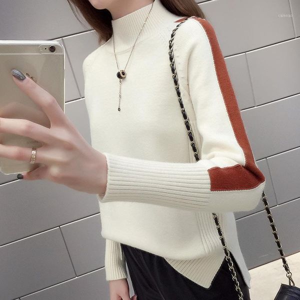

women's sweaters high-necked sweater female short paragraph thickened hedging 2021 autumn and winter loose korean knit, White;black